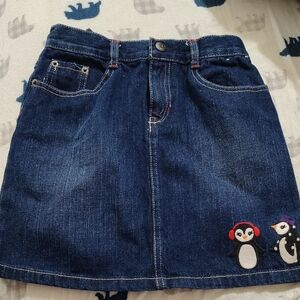 Gymboree Blue Denim Skirt with Penguin Appliqué Size 12